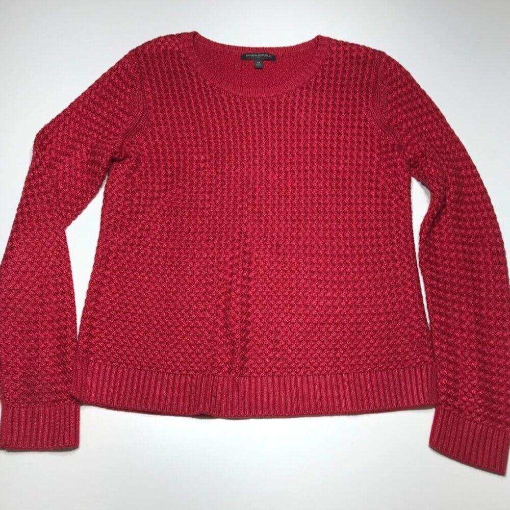 Banana Republic Sweater Womens Red Heavyweight Patterned Knit Pullover Sm EUC